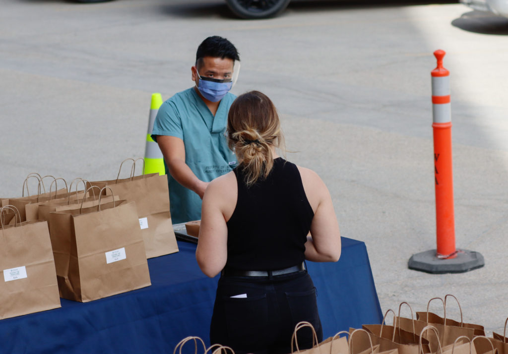 HSC staff receiving donated meals