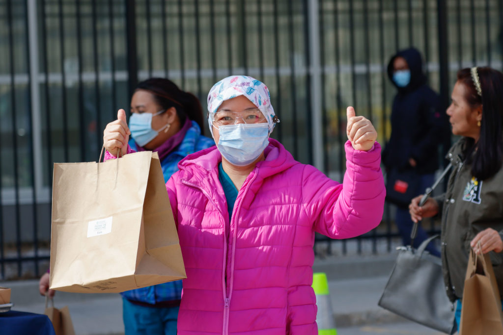 HSC staff receiving donated meals