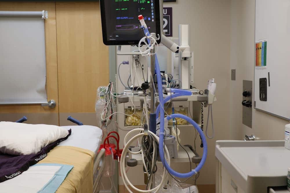 High-flow nasal cannula machines, inside a hospital room