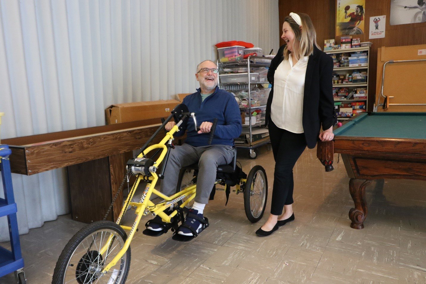 Patient Stan Gajek with Taylor Owens, Clinical Service Leader for Therapeutic Recreation